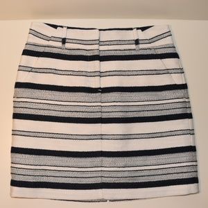 LOFT Navy and White Striped Mini Skirt